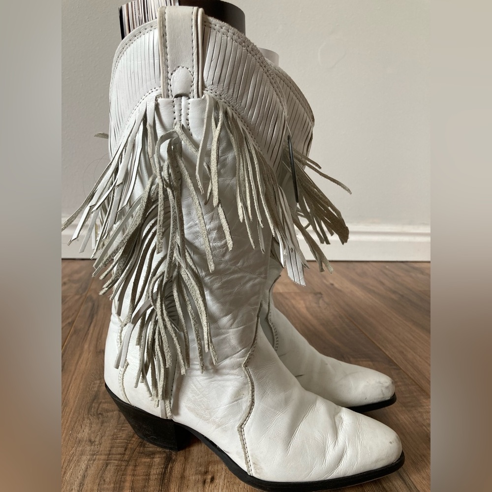 Laredo white cowgirl boots with fringe